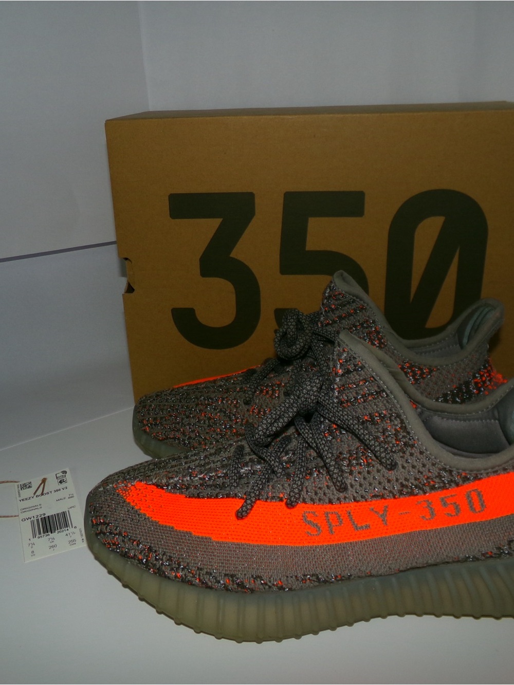 Yeezy Boost 350 V2 Beluga Gray with Bright Orange Stripe
